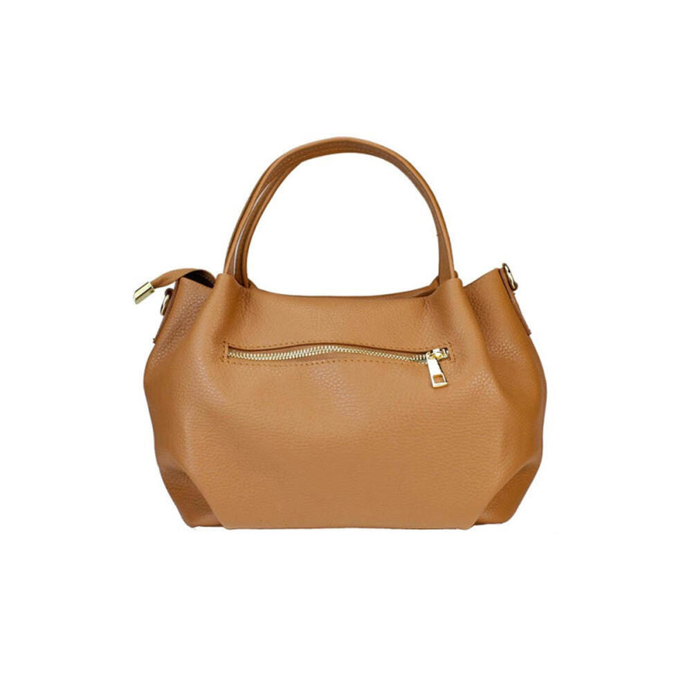 Classic Camel Italian Leather Satchel Handcrafted In Italy View 3